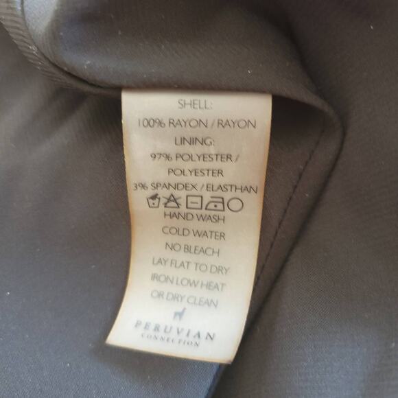 Peruvian Connection Cannes Dress Black V Neck Midi Handkerchief Hem 8 - Picture 12 of 13